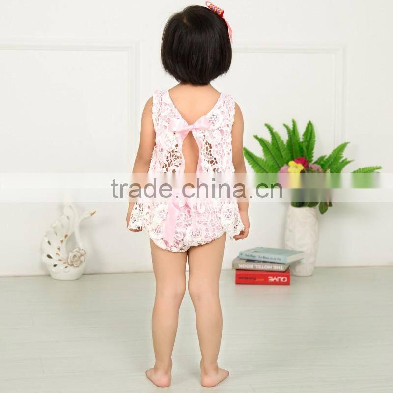 Wholesale baby girls lace cotton 2pcs set fashion lace set for infant girls