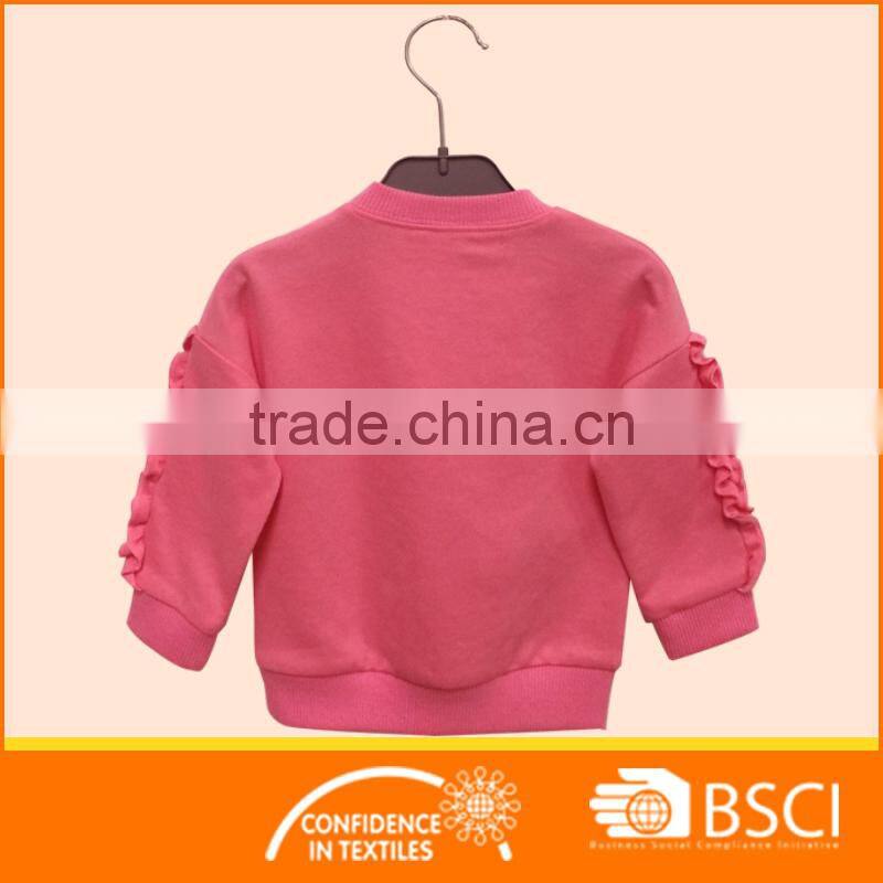 red embroidery kids wear baby girls crewneck sweatshirt