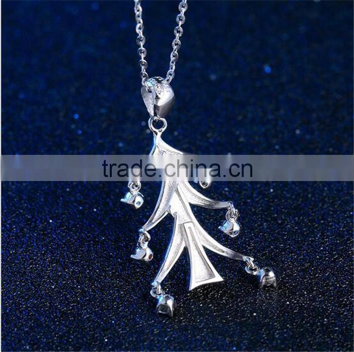 New Arrival Christmas jewelry 925 sterling silver Christmas tree shape pendant