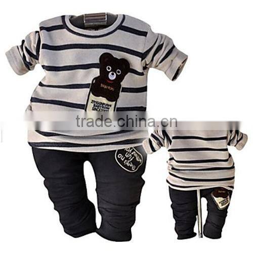 Fashionable Striple long sleeve ,boy's Cotton Blend Clothing Set