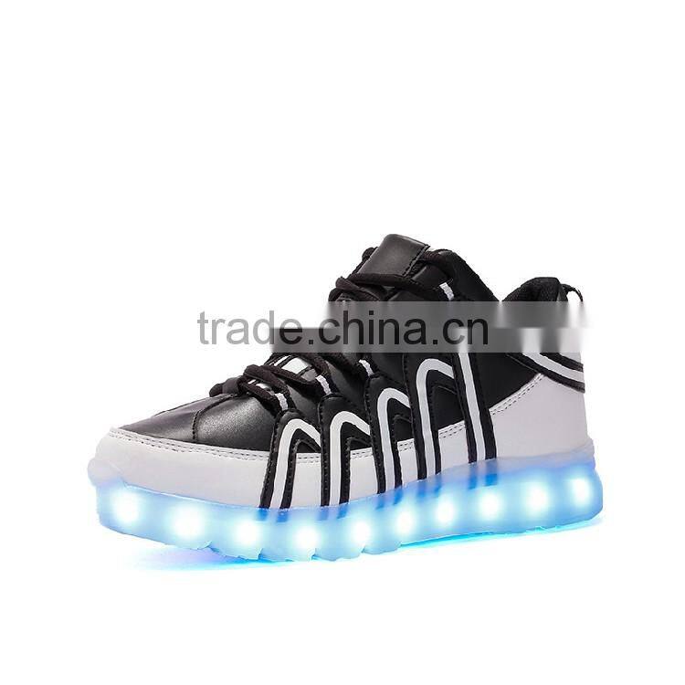 HFJH205 High top flashing light night running sneaker men led shoes