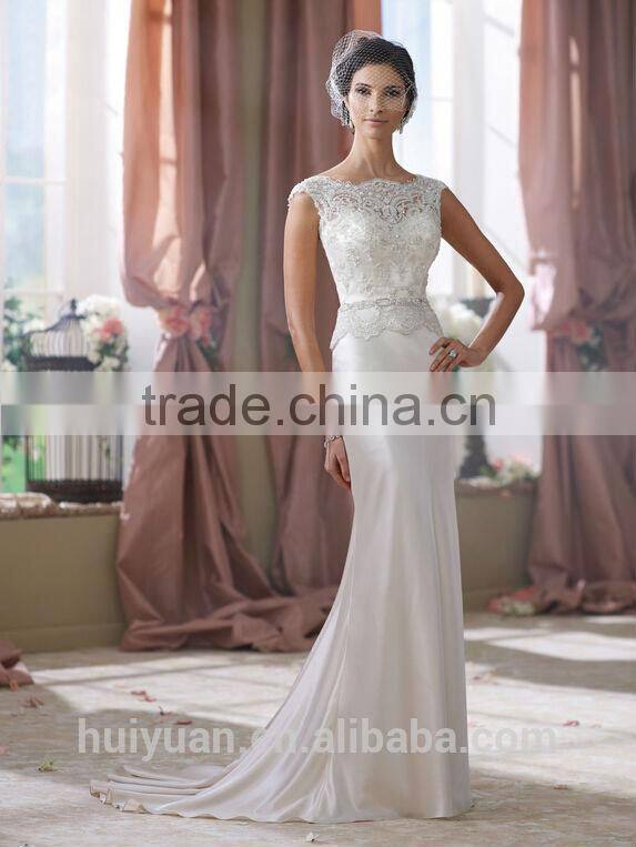 real cap sleeve lace satin sharara wedding dress