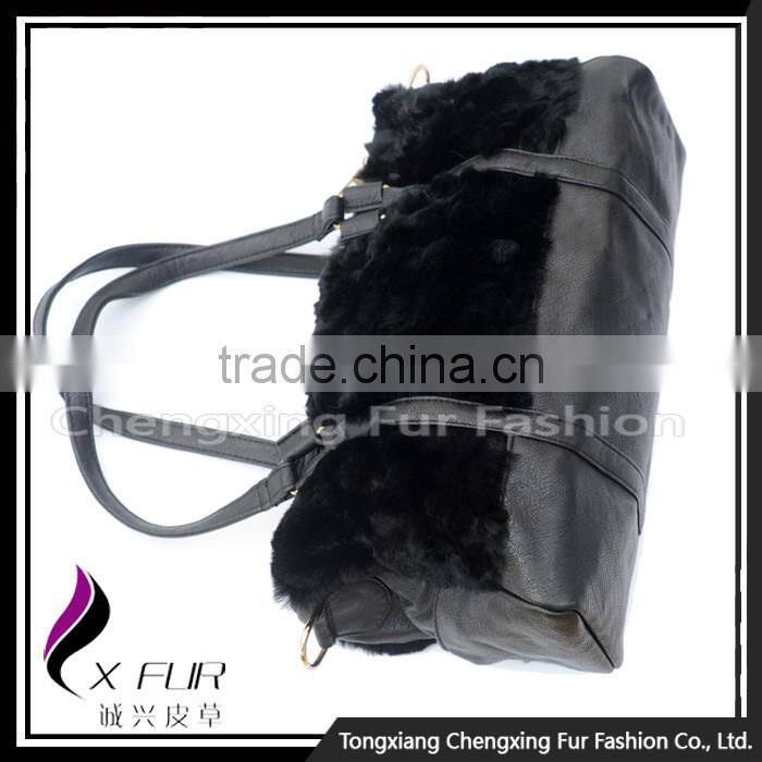 CX-H-32 Genuine Rex Fur Women Handbag Ladies