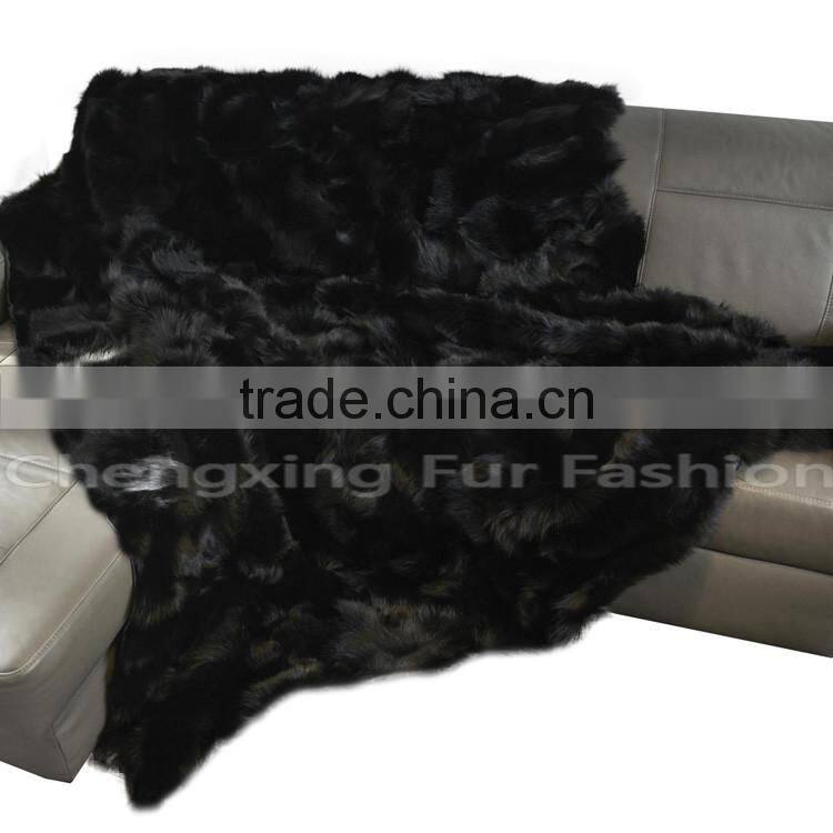 CX-D-115 New Custom 100% Real Fox Fur Sofa Throws Blanket, Decorative Throw