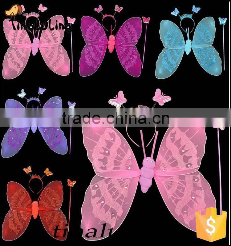 event party supplies kids fashion nylon butterfly glitter wings sets