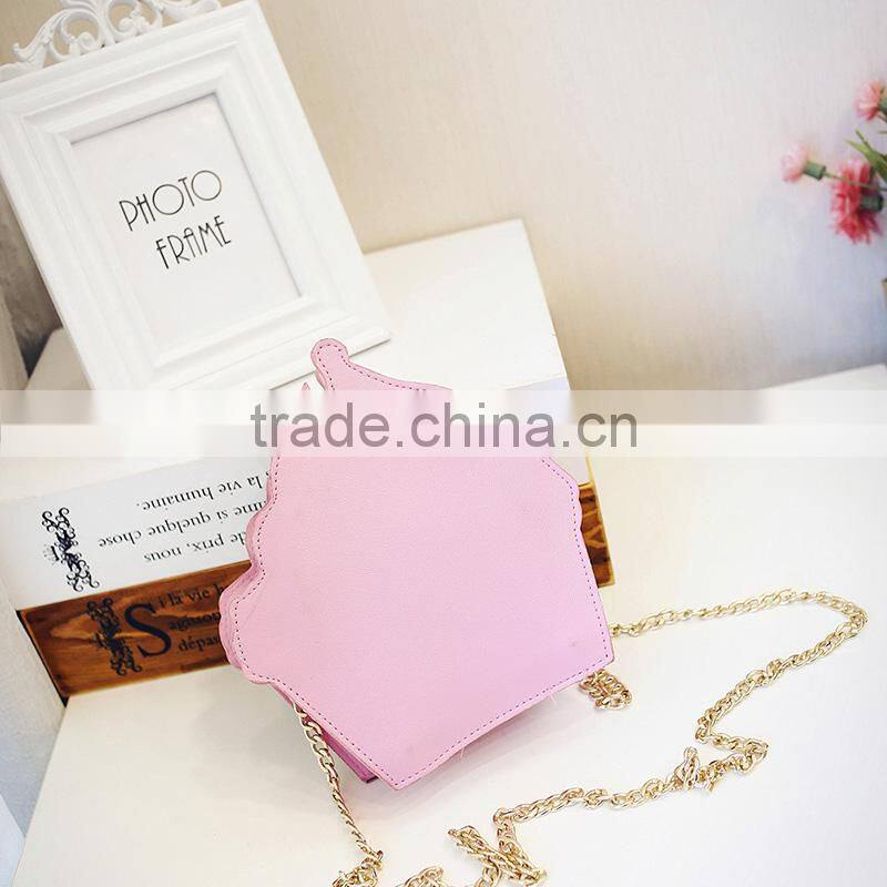 Bright shining&healthy pu material kids purse with zipper ice cream shape girl