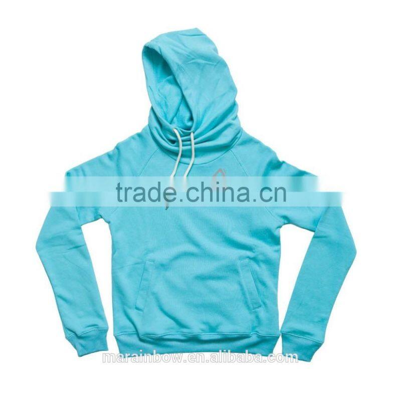 Teal Cotton French Terry Womens Layered Hoodie Gym Hoodie Fitness Clothing Tracksuit Top Raglan Long Sleeve Pullover Hoodie