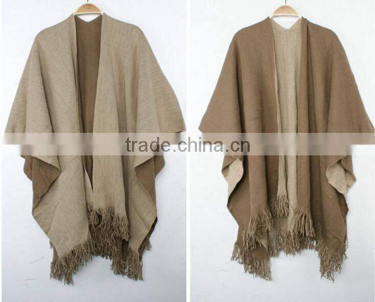 wholesale handmade black grey knitted wool poncho alpaca wool ponchos