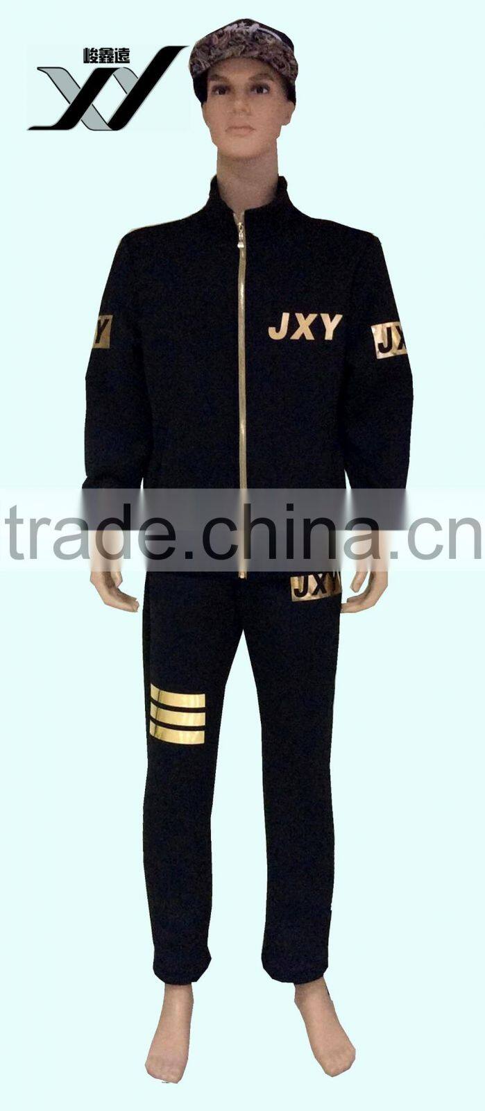 Fashion custom plain metal printing unisex leisure sportswears made in china