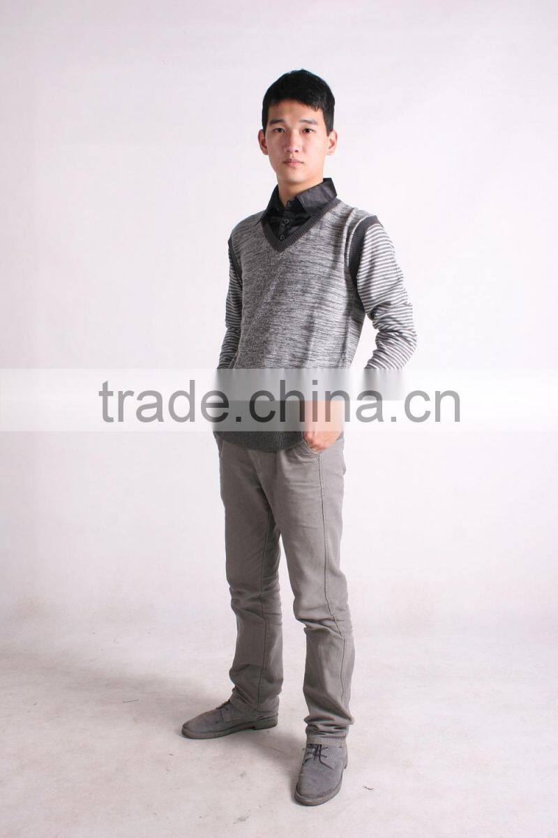 Knitting V Neck Sweater Shirt Collar Sweater Men