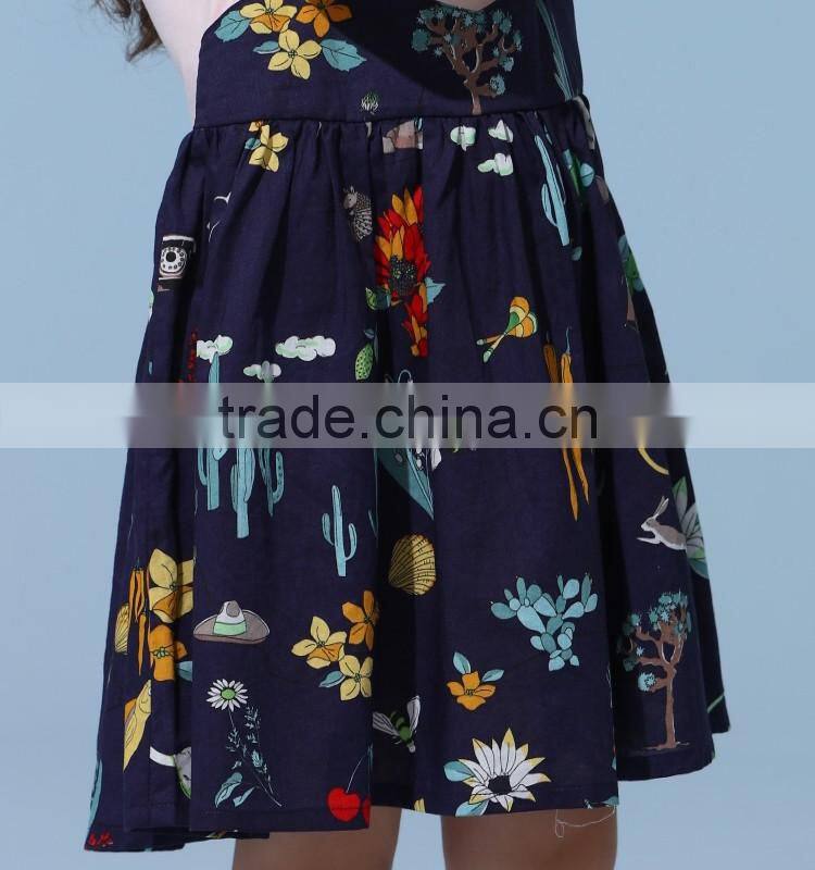 Wholesale cotton childrenswear normal girl printing dress short sleeve