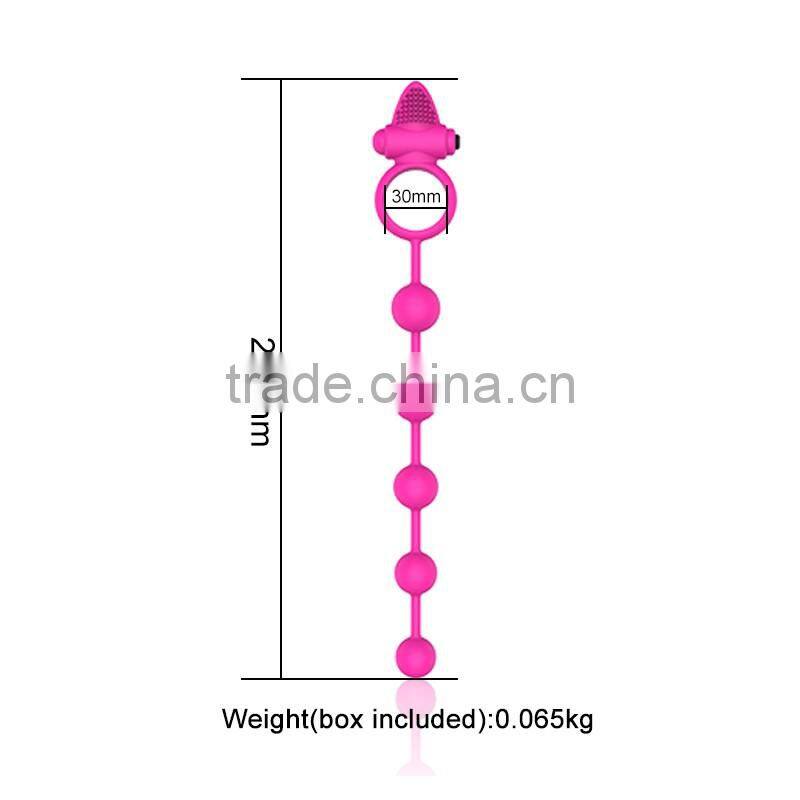 New Sex Products Vibrating Cockring Brush Rocking Long Anal Bead Butt Plug