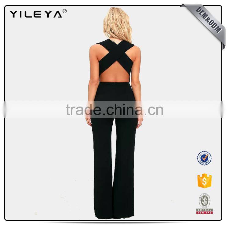 2017 new style sexy jumpsuit lady long romper backless halter white romper jumpsuits
