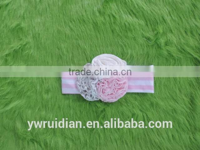 2016 wholesale craft kids girl lace flower headband Baby Girl Top Knot Turban Hedband Children Pink Stripe Hairband