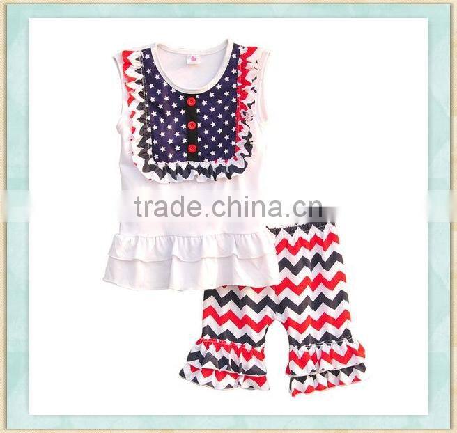 2017 Summer kids clothing sleeveless top bulk stripes legging whloesale short sets