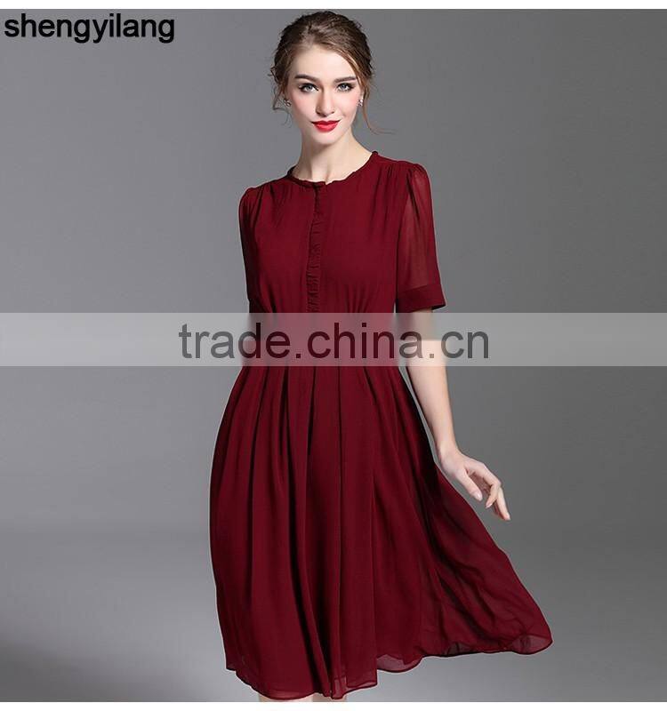 half sleeve black chiffon long dress