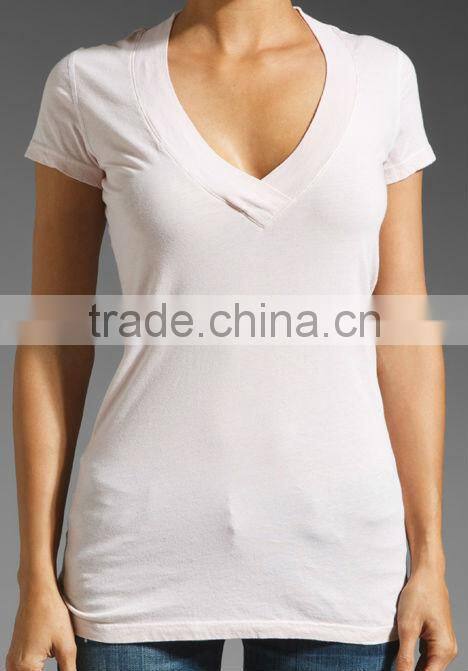 women's contrast deep v sports tee shirt