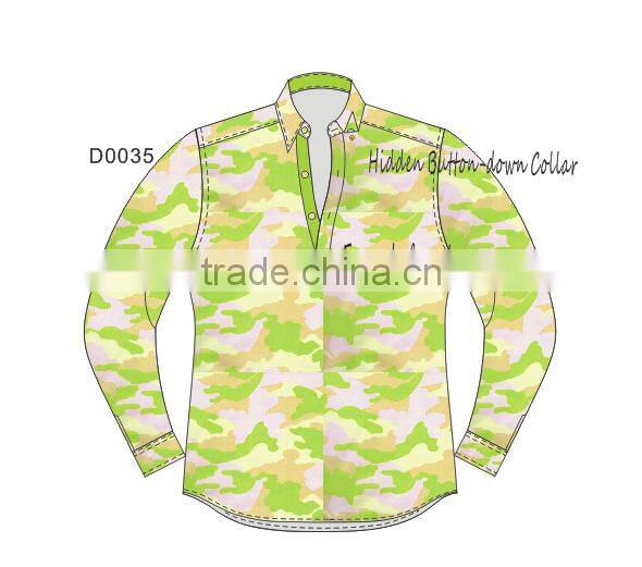Designer custom half placket camo shirt