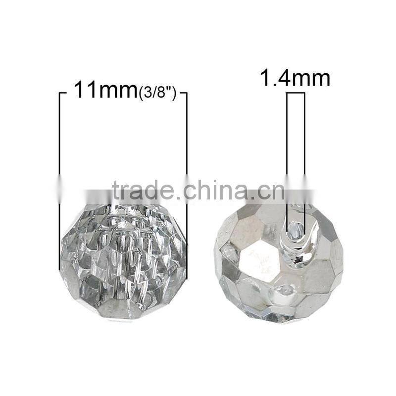Hot Sell Faceted 11mm Ball Single Hole Acrylic Button for Garments & Jewellry