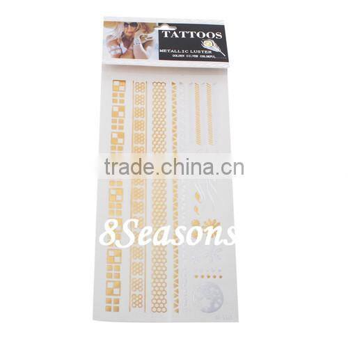 High Sales Flower& Star Pattern Gilding Water Transfer Printing Waterproof Paper Temporary Tattoos Sticker