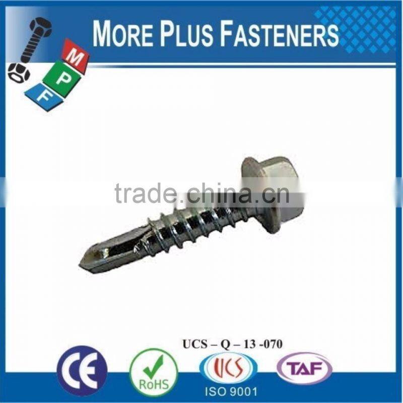 Made in Taiwan Carbon Steel Drilling Tek Screw Phillips Washer Head Tek Roofing Screw