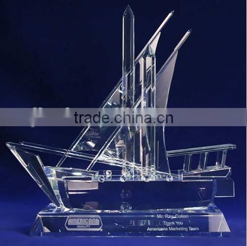 Islamic Ramadan Gift Crystal Arab Dhow With Logo and Text Engraved Free JC-D03