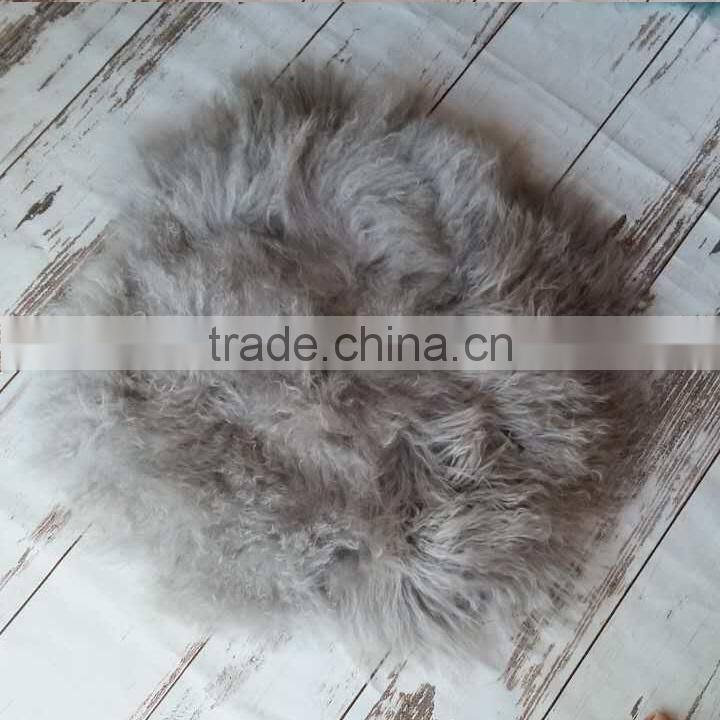 Curly round fur blanket Newborn ruffle wool layer backdrop Baby basket stuffer chunky blanket background Baby nest filler