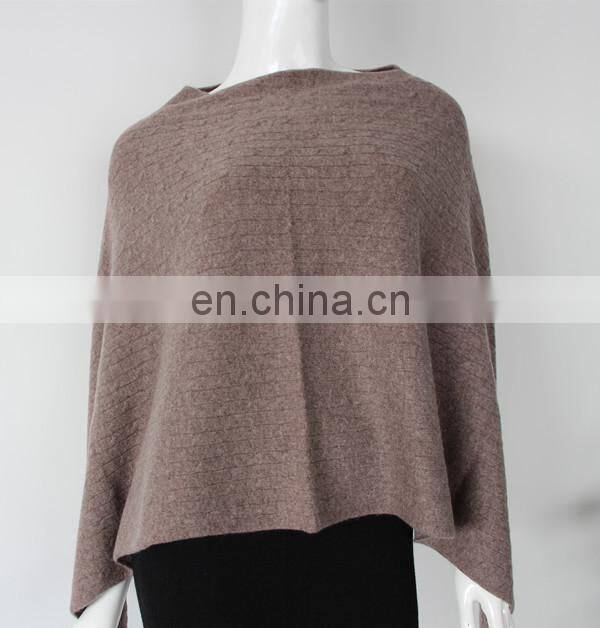 wholesale price luxurious cashmere cable v neck ponchos for women