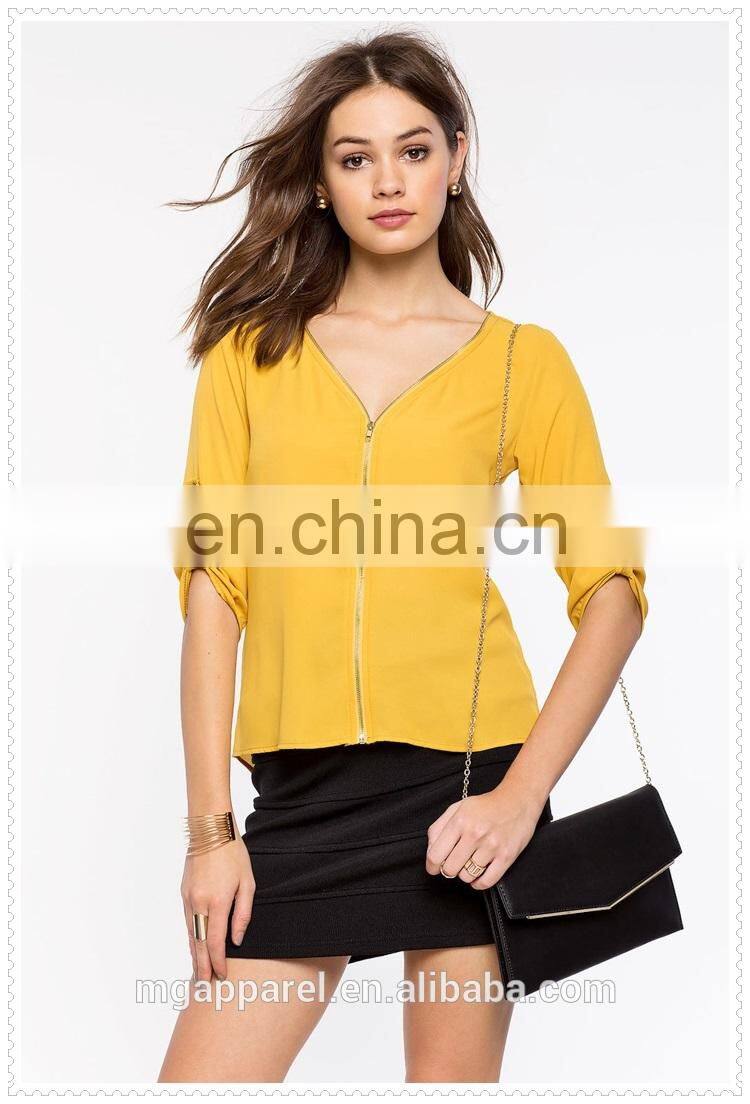 new style rounded back hem women daily smart casual wear blouse