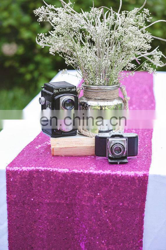 New Arrival Hot Pink Medium Price Shiny Sequins Christmas Table Runner For Wedding Decoration