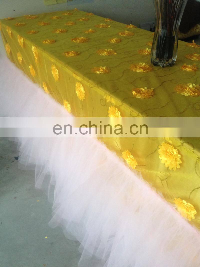 Yellow Lace Tulle Table Skirt Wedding Banquet Table Cloth