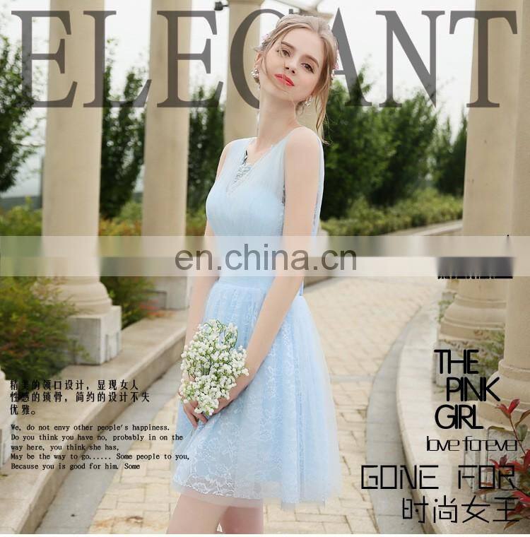 HS1614 Knee Length Short Lace Wedding Bridesmaid Dress Prom Party Dress