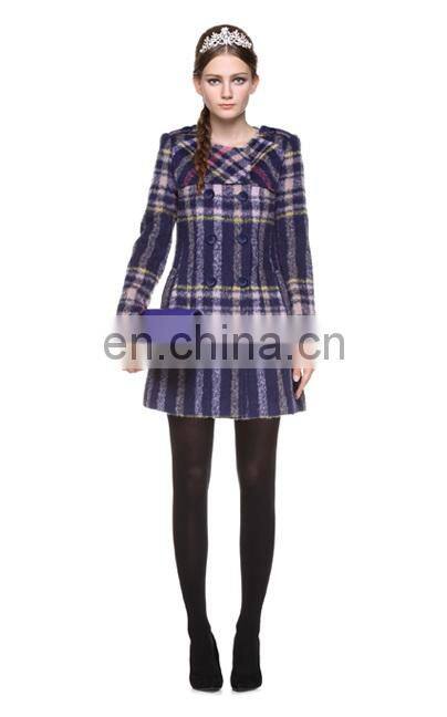 Latest catchy russian style plain design double-breasted button dress coat winter clothes