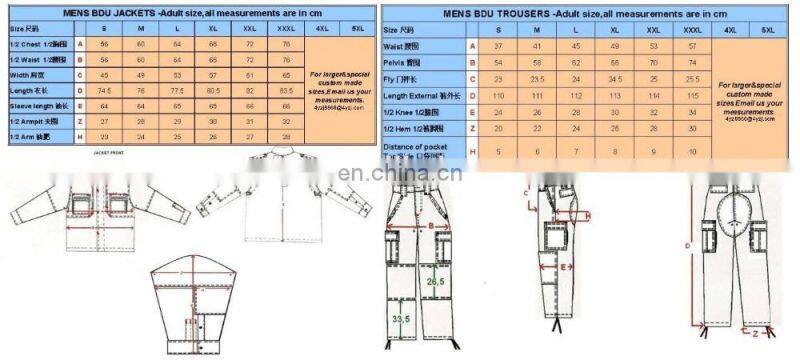 Factory OEM Pure Color Army Tactical BDU Woodland Camouflage Military Uniform/Jungle Camouflage Battle Dress Uniform