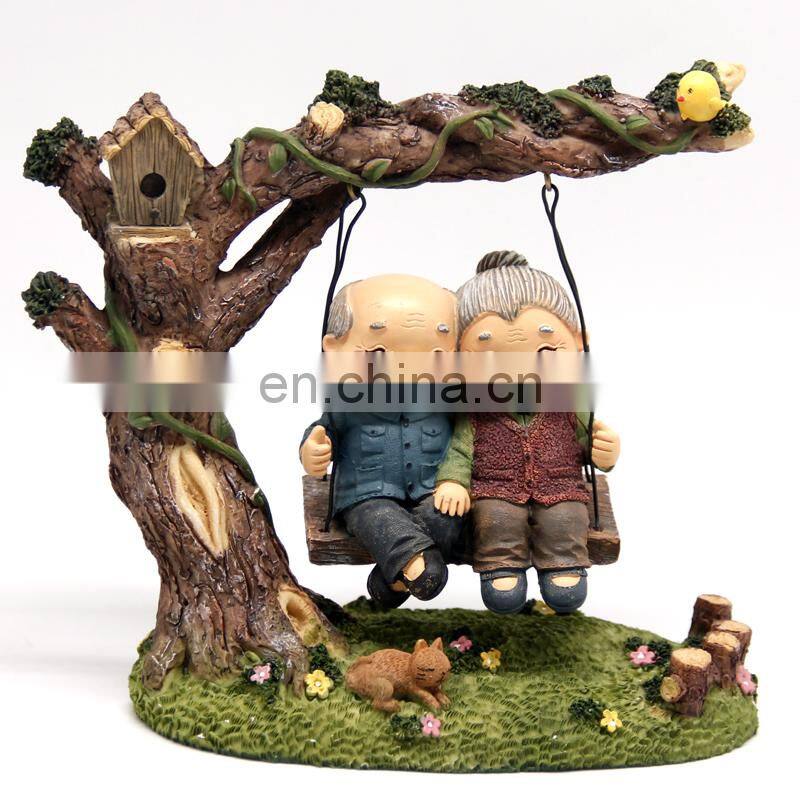 one old couple on the swing love statue for anniversaries ornaments