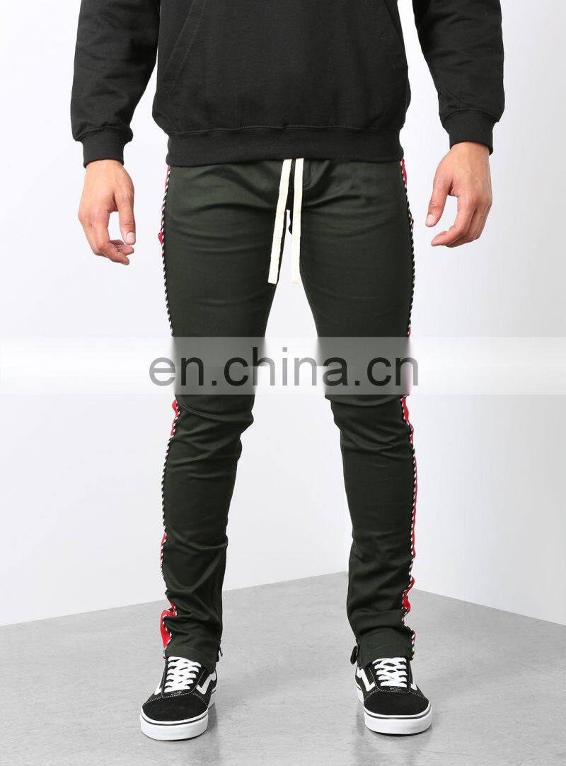 DiZNEW 2019 USA skinny design black and red polyester striped track pants