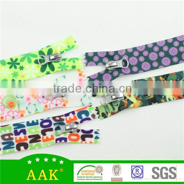5# waterproof reverse zipper close end printing tape for garment