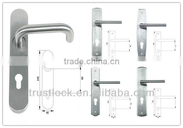 Solid Stainless Steel Door Lock Lever Handle with Plate