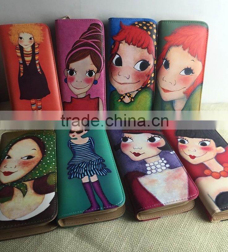 Graffiti Women leather wallet women wallets brand design Fashion designer purses for women