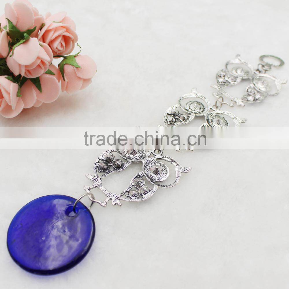Islamic Owl Pendant Car Hanging With Glass Blue Evil Eye Beads