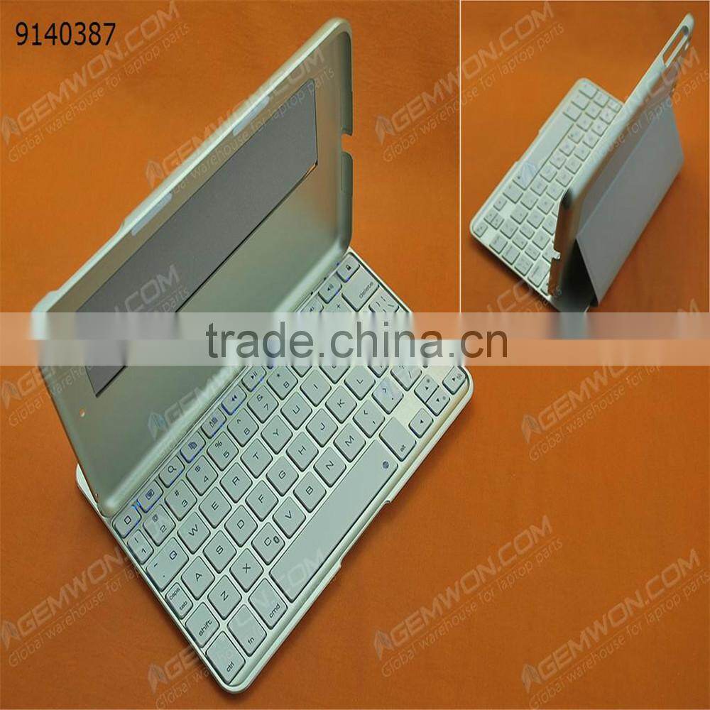 bluetooth keyboard for iPad Mini,silver plastic keyboard + leather + pc case ultra-light and thin bluetooth keyboard with 7color