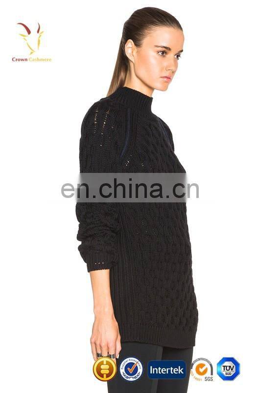 Back Open Placket Cable Knitted Sweater Women Pullover