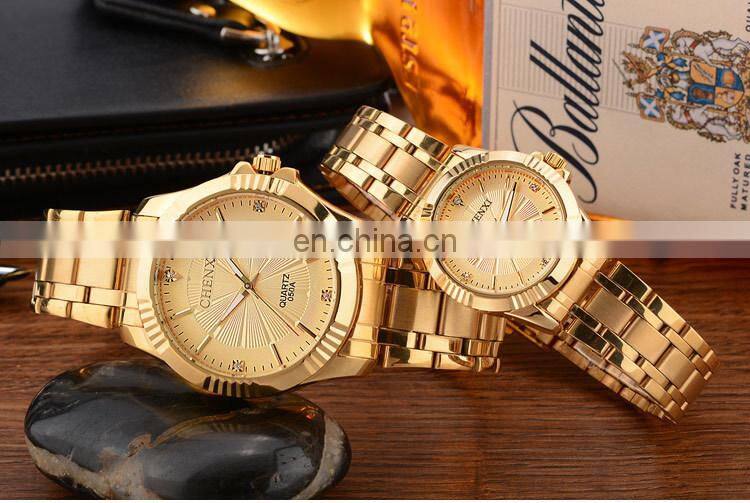 CHENXI 050A Casual Couple Quartz Watch Price Guangzhou Watch Market Stainless Steel Golden Japan Movt Diamond Quartz Wrist Watch