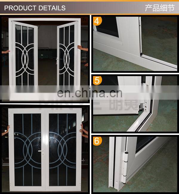 china suppliers aluminum front double door designs with beautiful grills