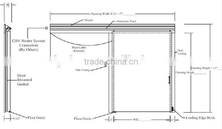 cold room sliding door with hardware, cold storage sliding door