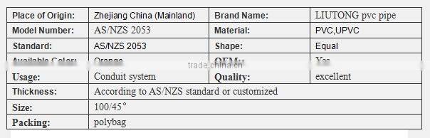 Hot Sale and Reliable Quality PVC Conduit Bends 45 Degree Orange Heavy Duty
