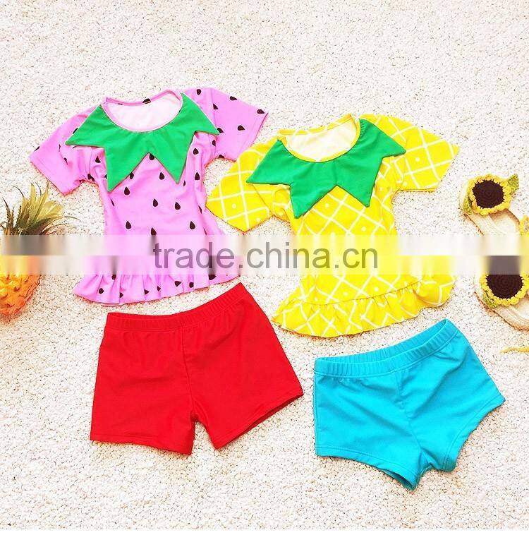 Summer 2016 Cute Baby Girl Swimming Suit Fruit Cartoon Breathable Baby Girl Beachwear New Style Bikini Lovely Girl