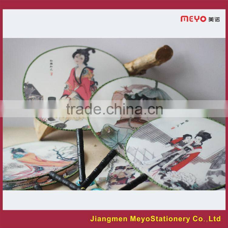 2015 Decorative Gift Customized Bamboo Round Silk Hand Fan