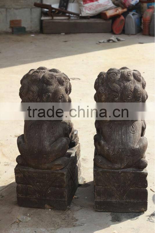 Chinese Antique White Marble Garden Stone Lion
