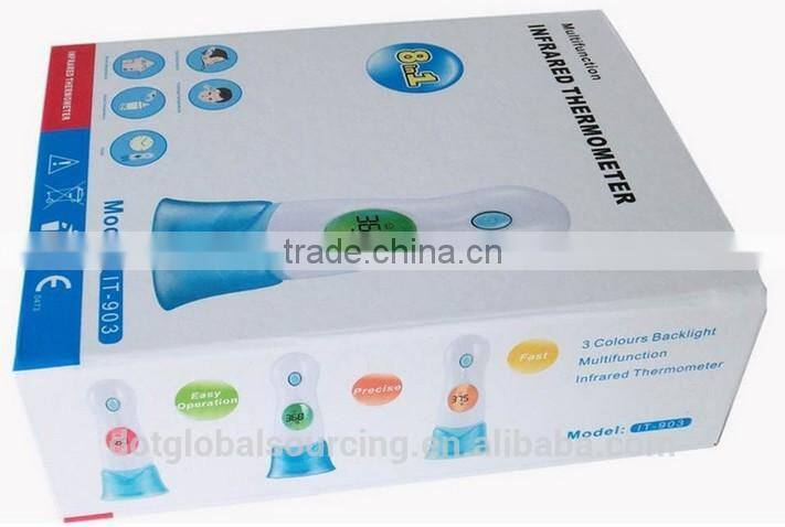 Portable 8 in 1 Infrared Baby Thermometer Adult Digital LCD Clock IR Infrared Thermometer